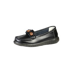 Mocasini cu Model Floral din Piele Naturală, Negru