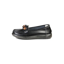 Mocasini cu Model Floral din Piele Naturală, Negru